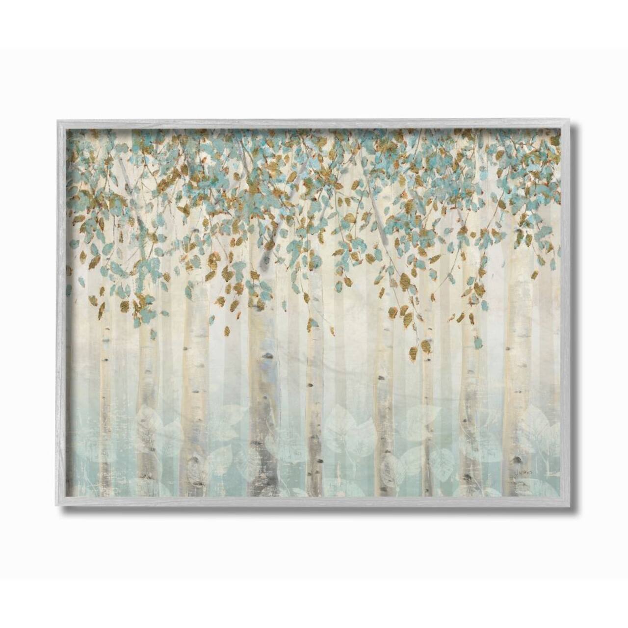 Stupell Industries Abstract Forest Leaves Trees Blue Tan Soft Painting Framed Wall Art